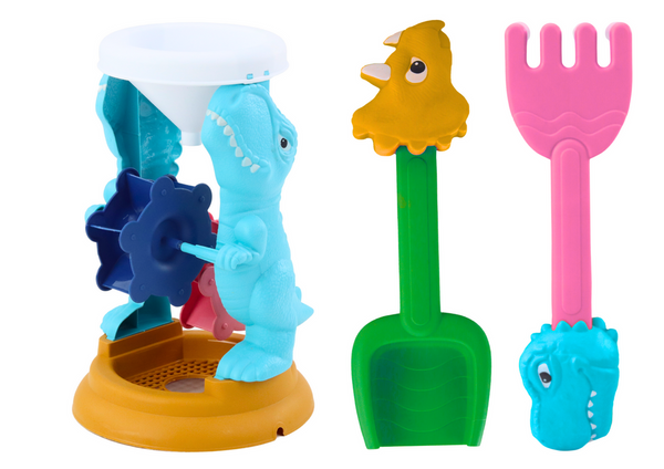 Sandspielzeug-Set, Mühle, Spachtel, Rechen, Formen, Dinosaurier