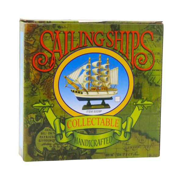 Sammlermodell Dekoratives Segelschiff Weiß und Blau 16x15cm