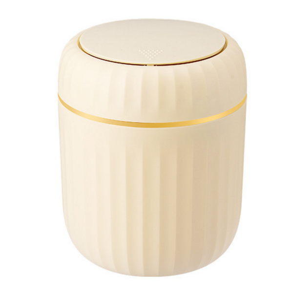 Mini Waste Bin Opening Lid Universal Elegant Beige