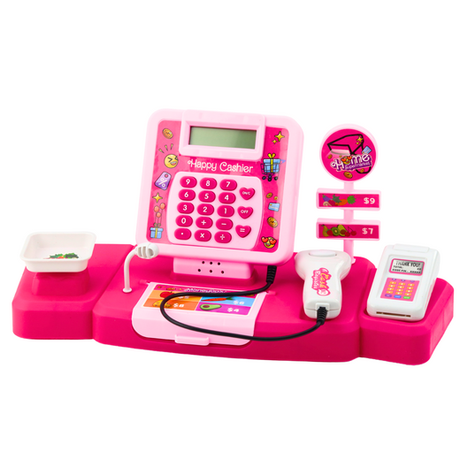Shop Set Kasse Warenkorb Lebensmittel Lichter Sounds Pink