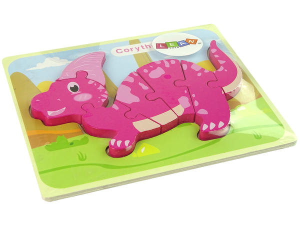 Wooden Puzzle Dinosaur Corythosaurus Pink Spinosaurus Purple