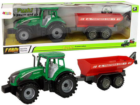 Grüner Traktor mit rotem Anhänger Fractal Drive