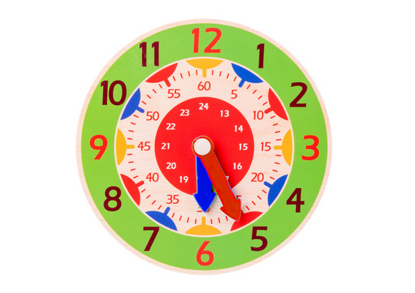Wooden Clock Educational Hours Minutes Seconds Green