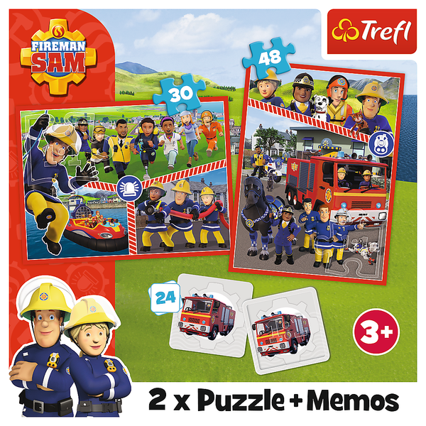 Puzzle - 2in1 + memos - Fireman Sam's Team Trefl 93334