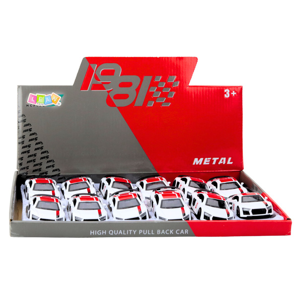 Sports Car Metal Pull Back Lights Sounds White 1:43