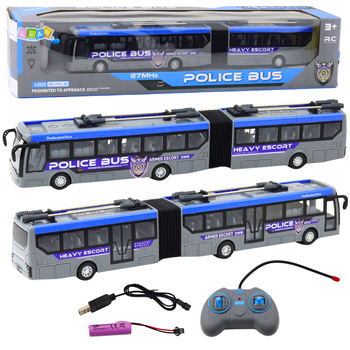 RC Police Articulated Bus Remote Controlled Lights Gray 1:32