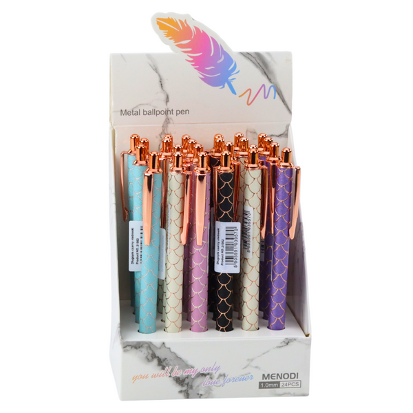 Metal Ballpoint Pen Automatic Scale Effect Blue Ink 1.0mm