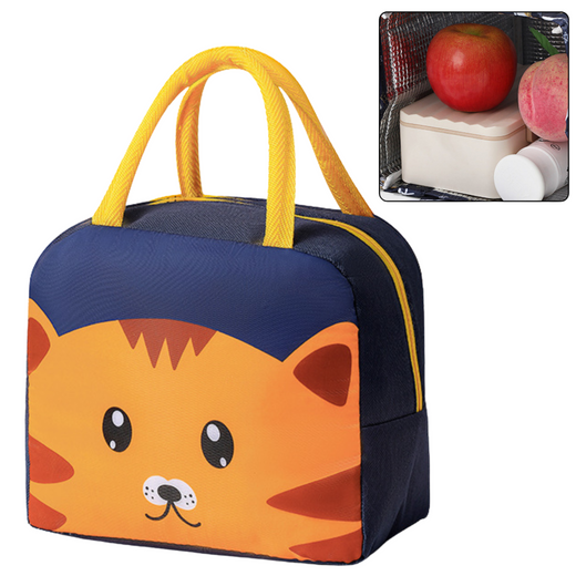 Thermoisolierende Frühstückstasche, Lunchtasche, Katze, Marineblau, 23 cm