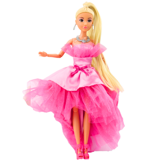 Anlily Puppe Glitzer Ballkleid Rosa Bewegliche Gliedmaßen Blondes Haar