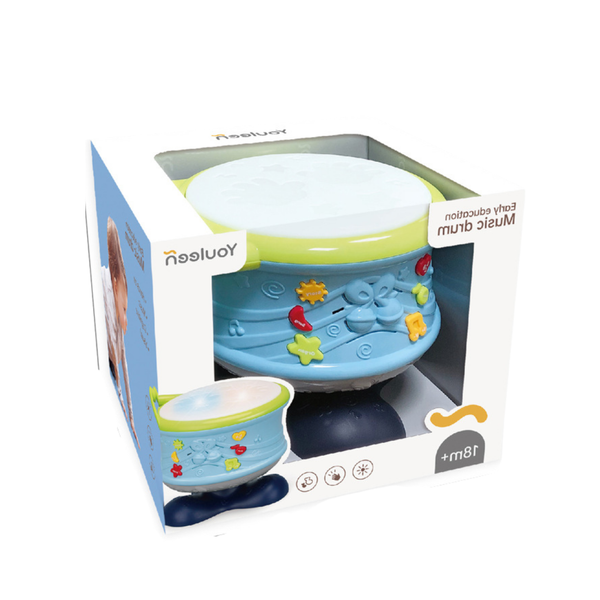 Interaktive Musiktrommel mit pädagogischen Lichtern und blauen Tönen