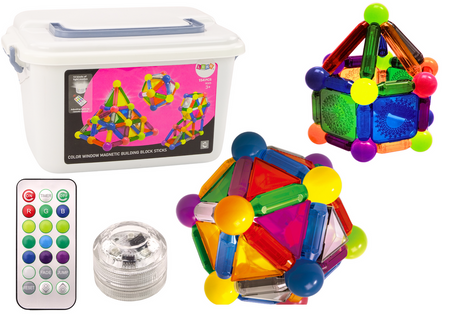 Magnetische Bausteine ​​mit Licht in einer Box mit 154 Elementen
