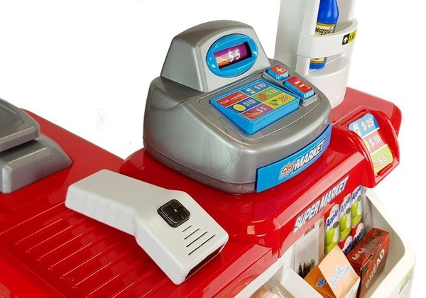 Toy Market with a Trolley Cash Register Scanner Grocery Shopping