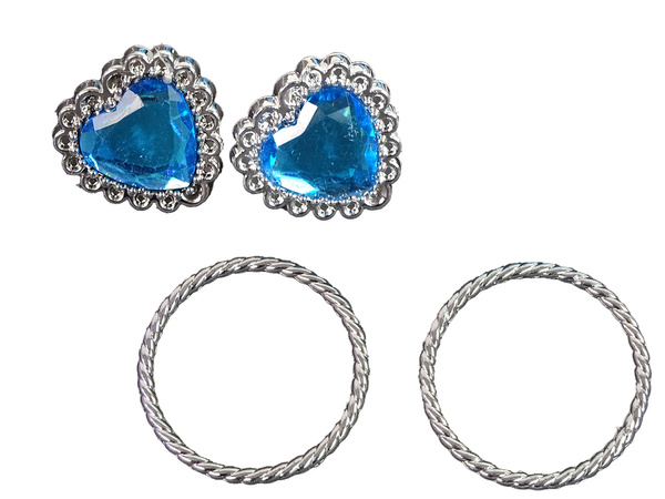 Set für kleine Prinzessin Blaue Krone Karnevalsball + Zubehör.