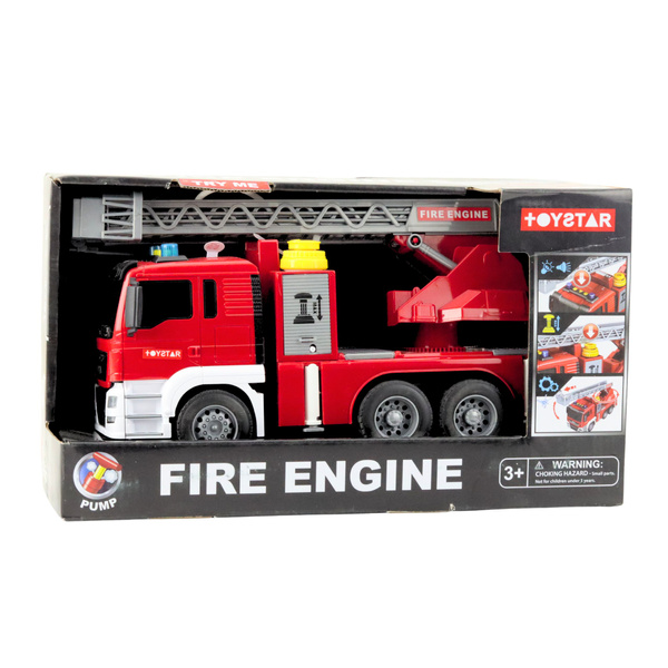 Fire Truck with Boom Fire Department Drive Water Pouring Lights Sounds