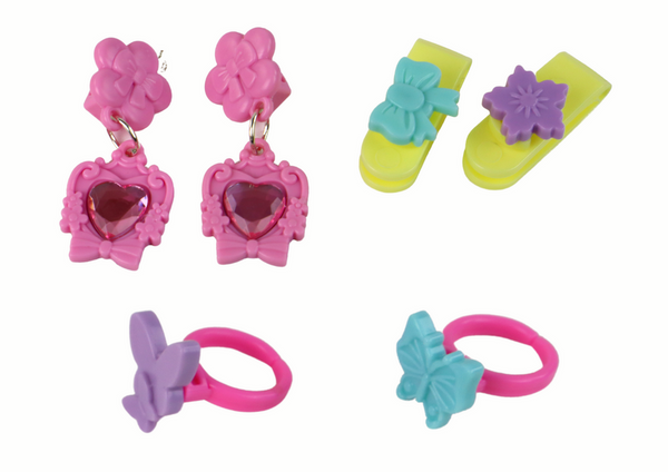 Set of beauty cosmetics for make-up doing nails in a pink case