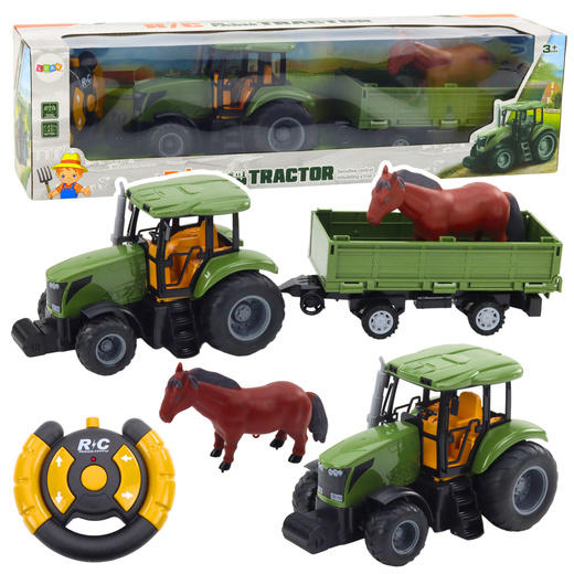 Ferngesteuertes RC-Traktor-Set mit Anhänger und Pferd