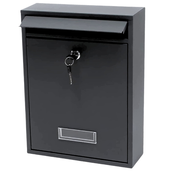 Briefkasten für Briefe, Stahl verzinkt, schwarz, 32x21,5x8,5cm