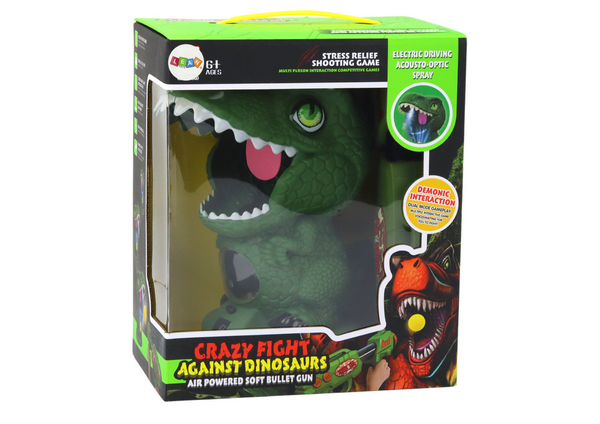 Arcade-Spiel, das Dinosaurier-grüne Ballpistole schießt
