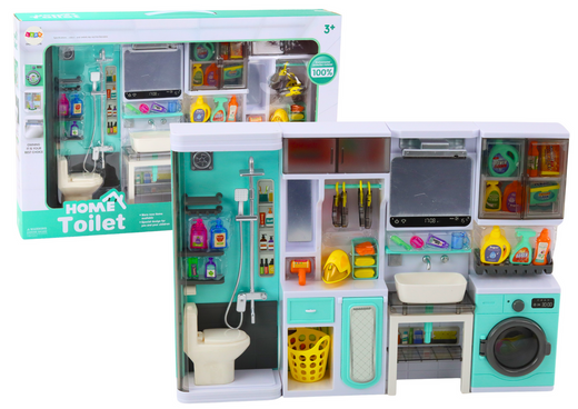 Badezimmer-Spielset 4in1, Dusche, WC, Waschmaschine, Zubehör