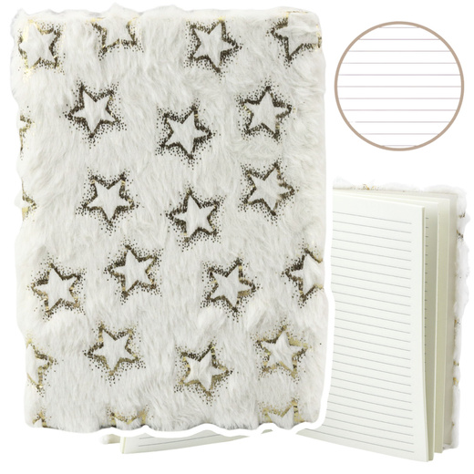 Plush Notebook Notebook Lined Gold Stars White A5 80 Sheets