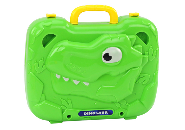 Table Suitcase DIY Set Puzzle Blocks Dinosaur Screwdriver 249 pieces.