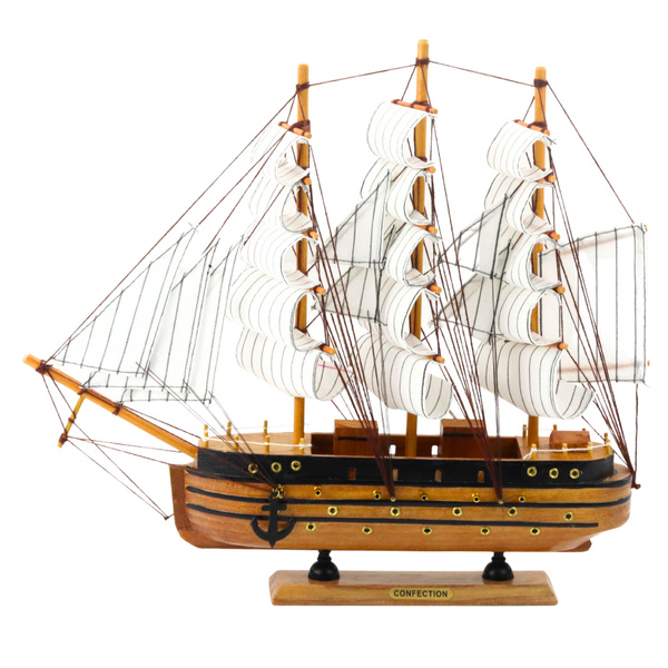 Collectible Model Decorative Three-masted Sailing Ship White 39x36cm