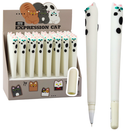 Cat Gel Pen Blue Ink Cap Patches White 16.5cm