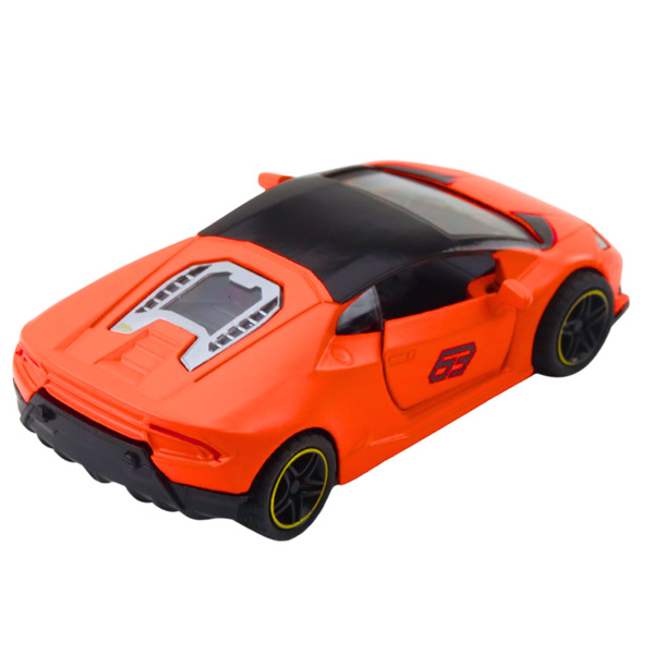 Sportwagen mit Rückziehmechanismus, Metallorange, Maßstab 1:43