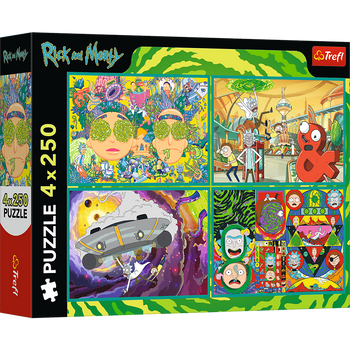 Puzzle - 4x250 - Zakręcony świat Ricka i Morty'ego - Warner Rick and Morty - Trefl 13338