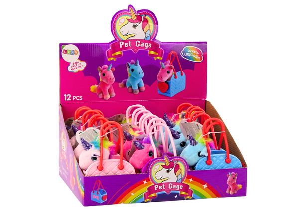 Plüsch-Einhorn im Gummibeutel, bunte Mähne, 3 Arten