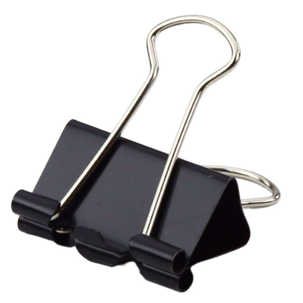 Zestaw Uniwersalne Klipsy Biurowe Stal Sprężynowa Czarne 25mm 12szt