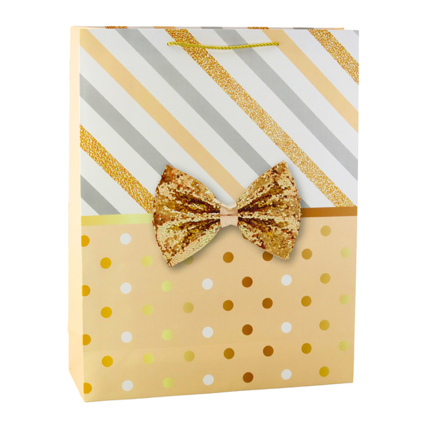 Large Gift Bag With Bow Gold Decorations 55 x 43 x 15cm