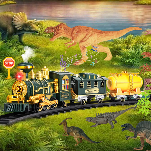 Classic Train Dinosaurs Lights Sounds Smoke 39 pcs.