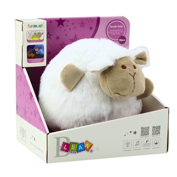 Plush Sheep Sleeping Cuddly Toy Light Sound White