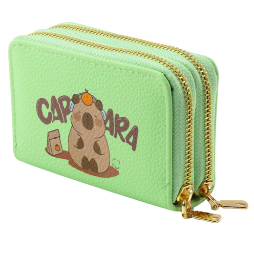 Two-compartment wallet with card compartments Kapybara Green 12.5 x 8.5cm