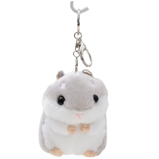 Plush Hamster Mascot Keychain Gray 10cm