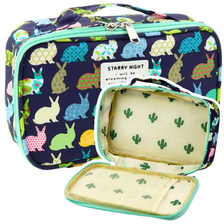 Federmäppchen für die Schule, geräumig, zusätzliche Tasche, Marineblau, 21,5 cm