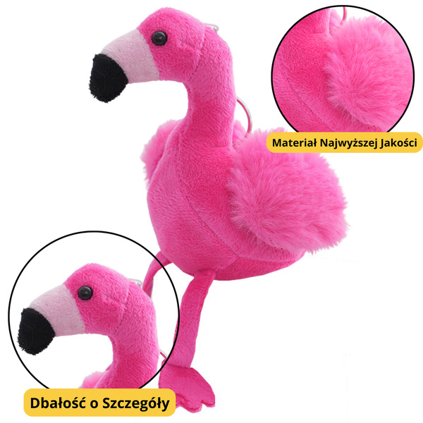 Flamingo-Plüsch-Schlüsselanhänger, flauschige Dekoration, rosa, 12 cm