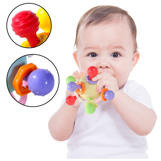 Teether Sensory Toy With Rattle For Babies Colorful