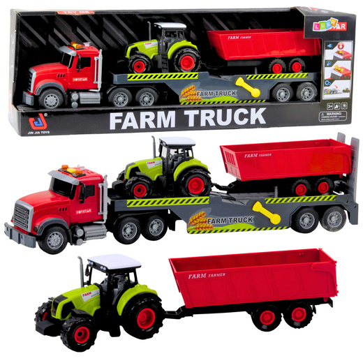 Set LKW-Traktor mit Anhänger, Lichter und Geräusche, Rot