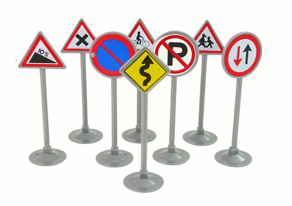 Satz Verkehrsschilder, Lichter, Geräusche, 23 cm