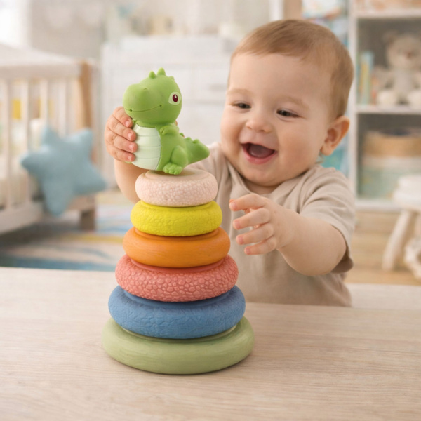 Weiche sensorische Pyramide Dinosaurier Gummi ECO Bunt