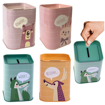 Animal Metal Piggy Bank Learning to Save 11x8cm