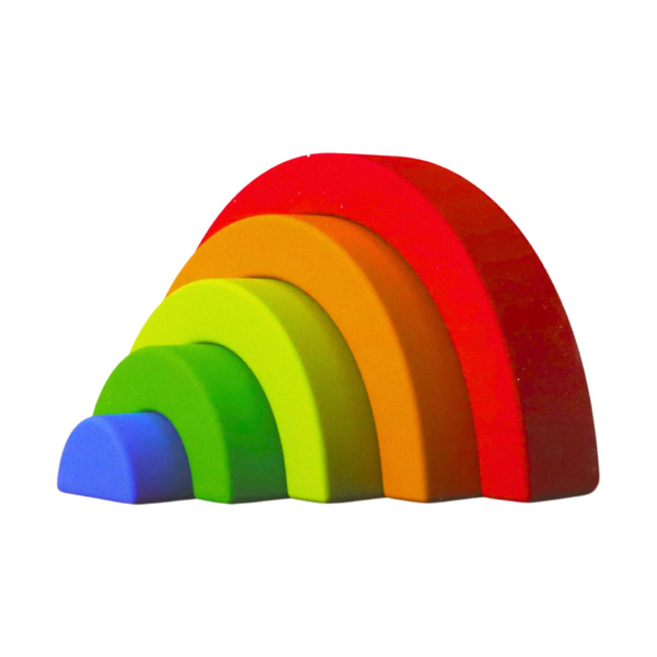 Rainbow Puzzle for Toddlers Colorful Rubber Blocks 5 pcs.