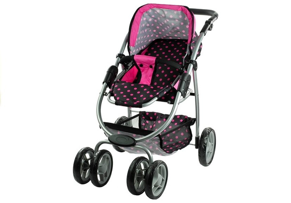 2in1 Doll Bogie and Stroller Alice - Black With Pink Dots