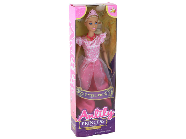 Children's Doll Anlily Princess Long Blonde Hair Tiara Pink Dress