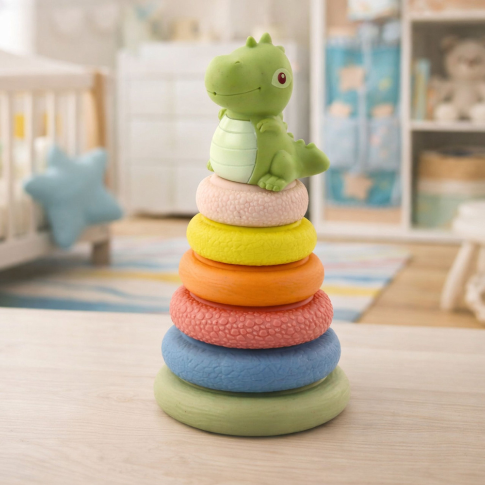 Miękka Piramida Sensoryczna Dinozaur Gumowa EKO Kolorowa