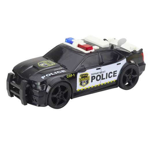 Police Car 1:20 Friction Drive Sound Light Effects Silver Black