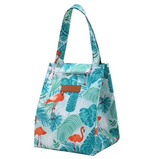 Thermal Insulating Breakfast Bag Lunch Bag Leaves Flamingos 25cm