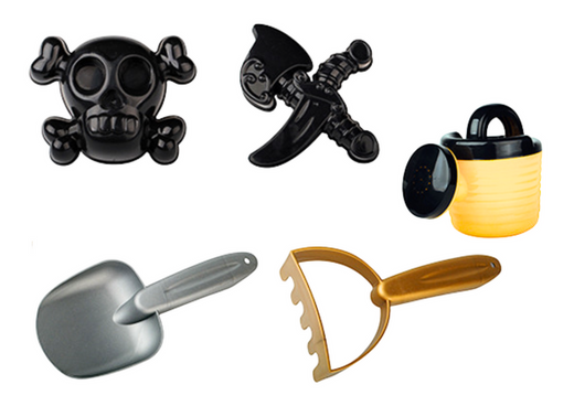 Piraten-Sand-Set, Eimer, Gießkanne, Sieb, 6-teilig.